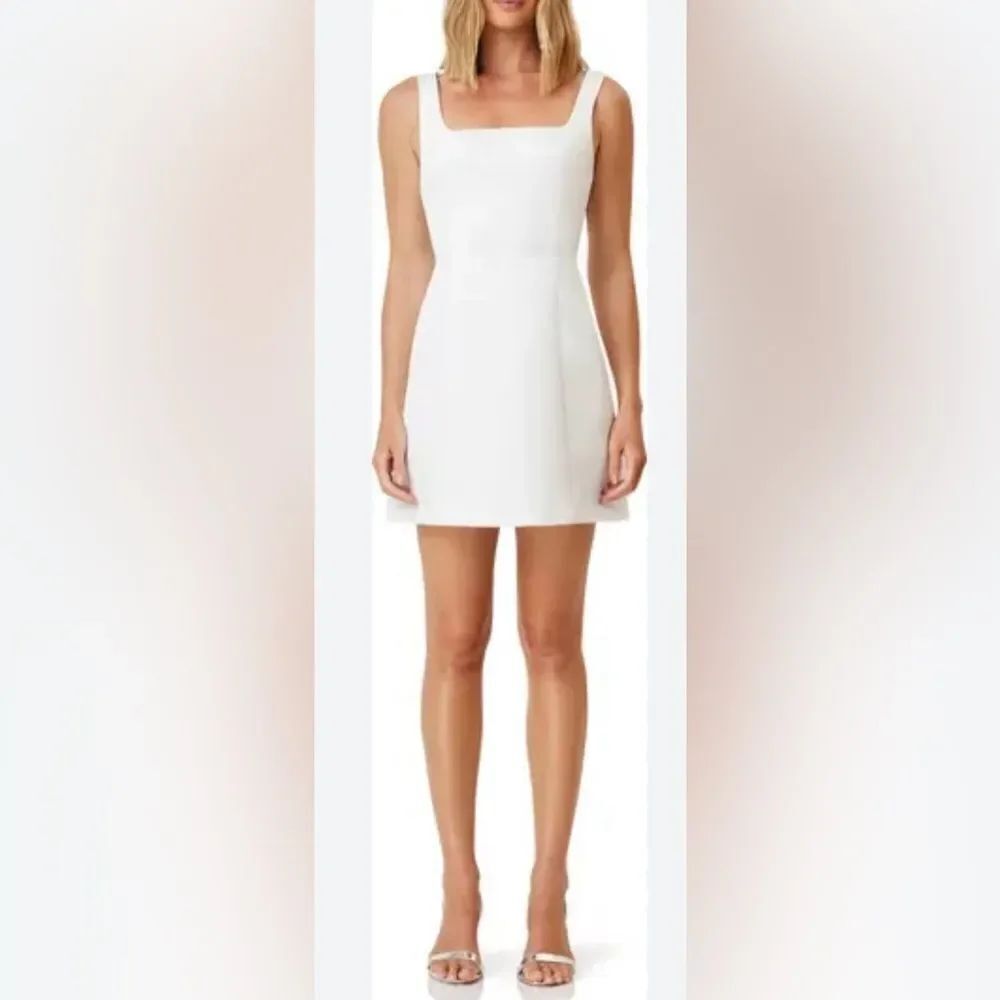 Alice + Olivia jeans White Sheath Mini Dress Square Neck Sleeveless, US8